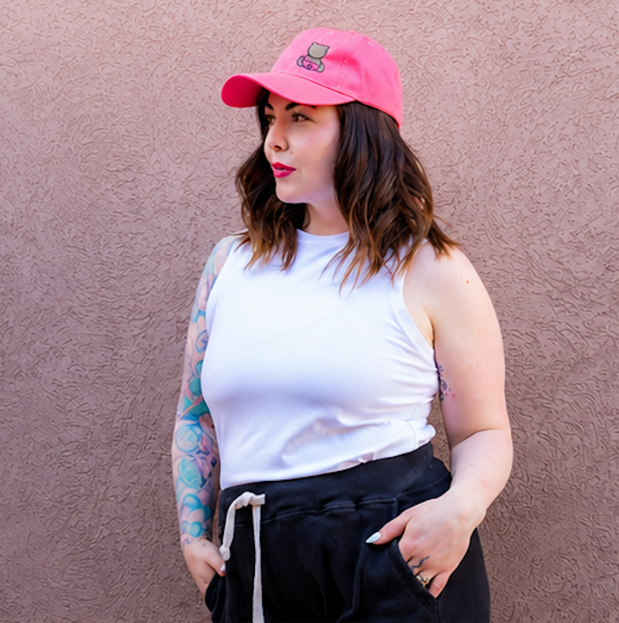 Bear Bottom Hot Pink Embroidered Dad Hat