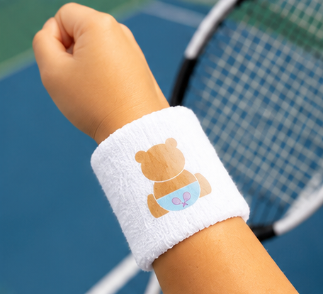 🎾 TeddyB Tennis™ White Heat Transfer Kids Wristband