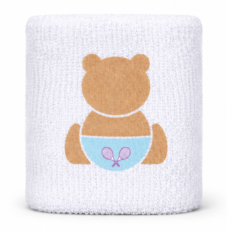 🎾 TeddyB Tennis™ White Heat Transfer Kids Wristband